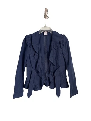 Chaqueta ROJA Valentino Azul Corbata Frontal Mezcla Lino Hecha en Italia Talla 42 EE. UU. 6 Foto 1 de 4