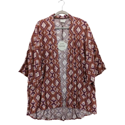 Cárdigan tribal azteca ligero bohemio rojo frente abierto Knox Rose Duster Foto 1 de 4