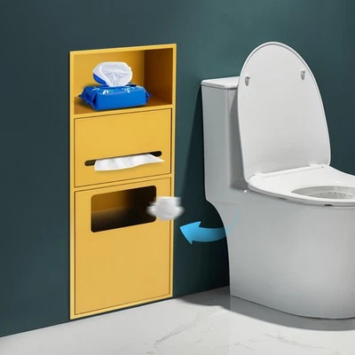 Papelera de baño de ducha, gabinete de papelera de pared, gabinete de almacenamiento dorado Foto 1 de 4