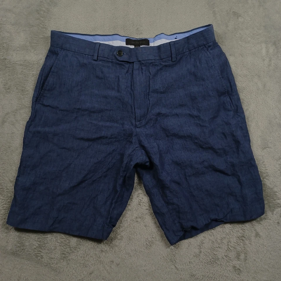 Pantalones Cortos Saks Fifth Avenue Para Hombres 36 Azul Lino Chino Bolsillos Preppy Informales Foto 1 de 4