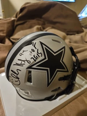 Minicasco firmado por Charles Haley de los Dallas Cowboys con inscripción HOF. Certificado de autenticidad Beckett Foto 1 de 3