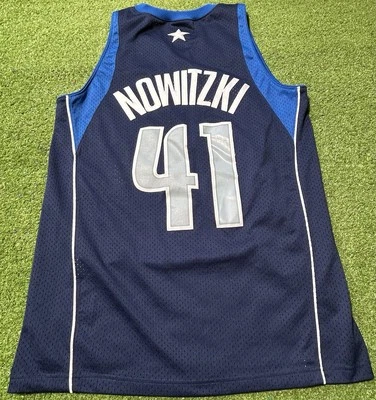 Винтажная мужская футболка Dallas Mavericks Dirk Nowitzki No41 средней длины +2 синяя Nike - Изображение 1 из 4