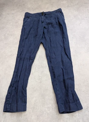 Next Pantalón Mujer 10 R Azul Marino 100% Lino Verano Comodidad Lagenlook L28 Cremallera Foto 1 de 4