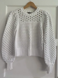 ME + EM - Women’s White Cotton Chunky Knit Jumper Size 8 - Picture 1 of 14