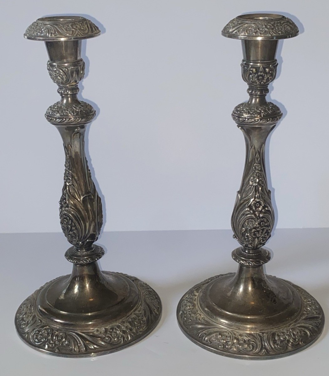 Candle Holder シルバー燭台ペア ヴィンテージ 1847 Rogers Bros Antique US Silver-Plated Candlesticks