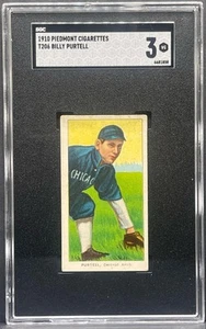 1910 T206 PIEMONT 350 THEMEN KARTE BILLY PURTELL CHICAGO GRADED SGC 3 VG - Bild 1 von 2