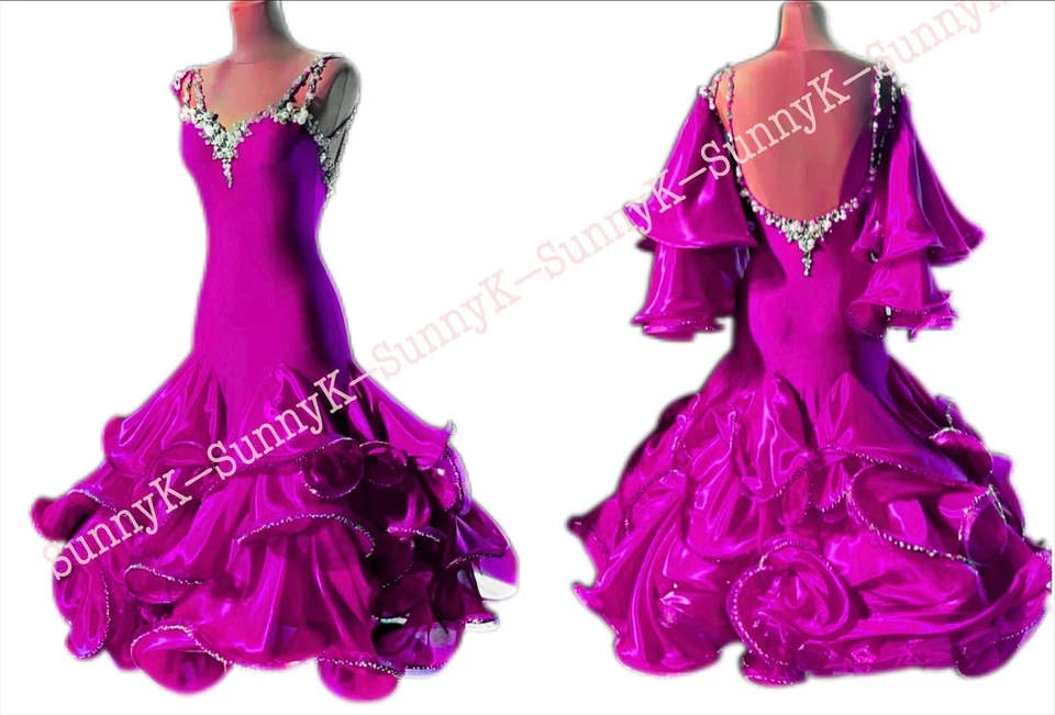 Vestido de Baile Hecho a Mano/Estándar Salón Competición Suave Vals Tango Disfraz Foto 1 de 1