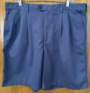 IZOD Pantaloncini Golf Uomo 38 Elasticizzati Regolabili Golf Pervinca Blu Chino Pieghettato - Foto 1 di 6