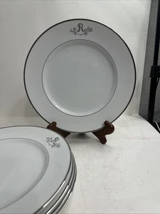 5 Princess House Heritage Porzellan weiß mit Goldrand Speiseteller "R" Monogramm Menge - Bild 1 von 10