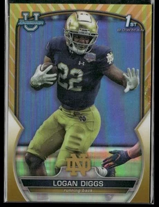 Logan Diggs Gold /50 2022-23 Bowman's Best U Notre Dame Fighting Irish - Foto 1 di 2