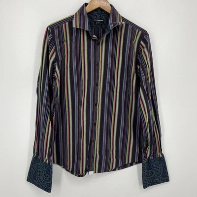Express Design Studio Long Sleeve Button Shirt Men's M Multicolor Modern Fit Vtg - Image 1 of 4