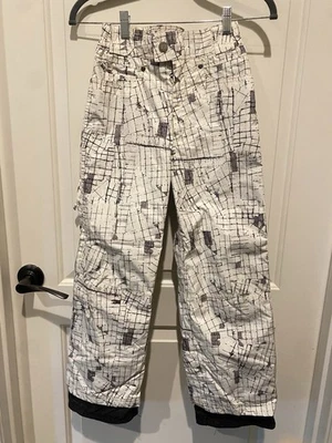 Pantalones de esquí de snowboard con aislamiento impermeable para niños talla 8, blancos Foto 1 de 4