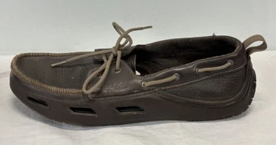 Crocs Marrón Goma Encaje Barco Playa Comodidad Mocasín Cala Zapatos Deportivos Para Hombres Talla 12 Foto 1 de 4