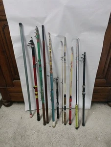 Canna Da Pesca Vintage Lotto 10 Canne Da Riparare O Per Recupero Pezzi  - Zdjęcie 1 z 6