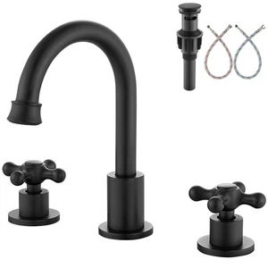 8 Zoll 3 Löcher breite Badezimmer Waschbecken Wasserhahn Doppel Kreuzgriff SUS304 360... - Bild 1 von 7