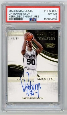 2024 Panini Immaculate Heralded Signatures David Robinson On Card Auto /49 PSA 8 - Image 1 of 2