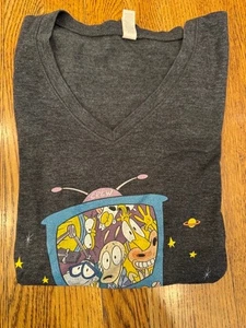 Seltenes Nickelodeon Rocko Damen T-Shirt grau V-Ausschnitt Größe XL gebraucht - Bild 1 von 6