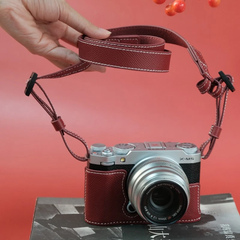 Genuine Leather Camera Bag Case Protect Cover Belt Strap For Fujifilm X-M5 XM5 - Image 1 of 4