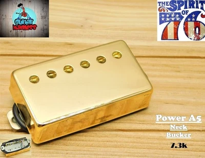 G.M. Spirit of 76' Alnico V Neck Pickup Gold, Nickle Silver Base plates - Image 1 of 4