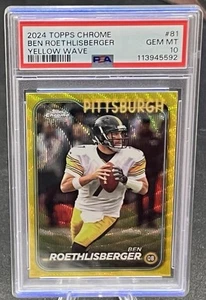 2024 Topps Chrome - BEN ROETHLISBERGER Gold Wave Refractor /75 - PSA 10 POP 1 - Picture 1 of 4