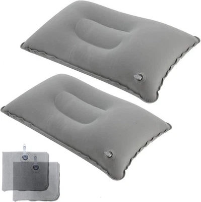 2Pack Small Inflatable Pillow Gray Ultralight Blow up Neck&Lumbar Support
