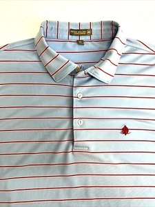 Peter Millar Summer Comfort Golf Polo Shirt Men’s XL Blue Red Striped EUC - Picture 1 of 7