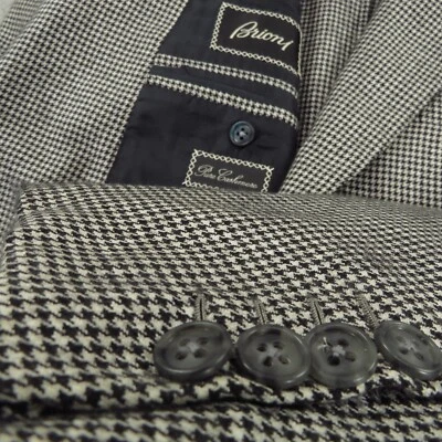 Abrigo Deportivo Brioni 44L 100% Cachemira Etiqueta Negra Blanco Pata de Gallo Chaqueta Blazer Foto 1 de 4