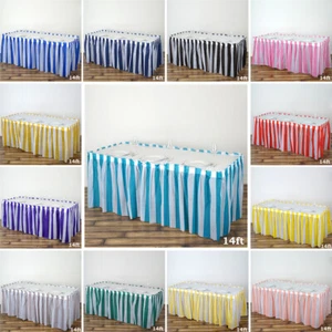 Stripes Plastic TABLE SKIRT 14 feet x 29" Wedding Party Dinner Decorations SALE - Picture 1 of 6