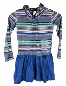Tea Collection Long Sleeve Dress Girls Size 7 Purple Striped Print Hoodie - Picture 1 of 7