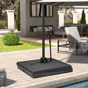 300 lbs Patio Cantilever Umbrella Base Sand/Water Filled Square with Wheels