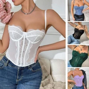 Damski seksowny sznurowany gorset elegancki koronkowy gorset łączący topy GX - Zdjęcie 1 z 44