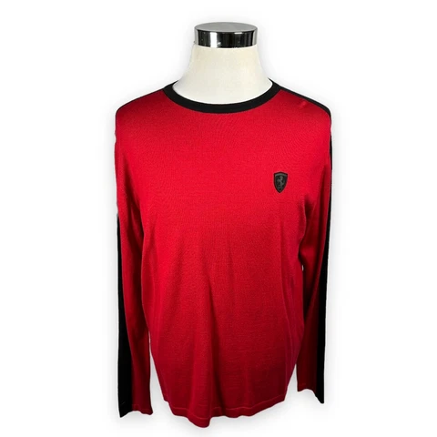 Scuderia Ferrari Mens Pullover Sweater Red Black Official Merch Wool Italy XXL Cover