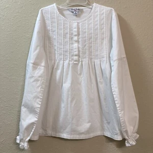 Brooks Brothers Fleece Girl’s Pintuck Tunic Peasant Top Cottagecore Casual White - Picture 1 of 8