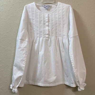 Brooks Brothers Fleece Girl’s Pintuck Tunic Peasant Top Cottagecore Casual White - Image 1 of 4