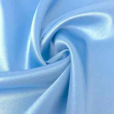 Charmeuse Satin Fabric Stretch 58" Wide Silky, Bridal Fabric By Yard Light Blue - Image 1 of 4