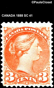 CANADÁ 1888 SC 41 REINA VICTORIA BERMILLION BRILLANTE 3¢ MNH OG F/VF - Imagen 1 de 2