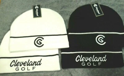 1x Cleveland Golf schwarz oder weiß Fleece gefüttert Winter Beanie Mütze