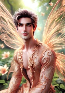 Handsome Male Gold Fairy 06 - A4 Size Borderless Print - Picture 1 of 1