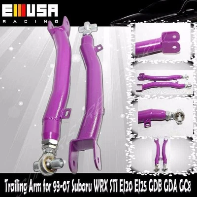 Brazo de arrastre ajustable inferior trasero para 93-07 Subaru Impreza EJ20 EJ25 4 puertas PÚRPURA Foto 1 de 4
