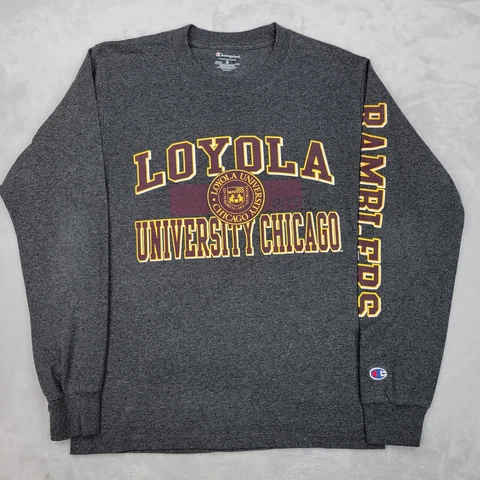 Loyola University Shirt Men Small Grey Crew Long Sleeve Chicago Ramblers Adult Cover