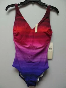 Gottex NWT Twilight Pink Ombre More Coverage V- Neck Sz 6 & 10 - Free Shipping  - Picture 1 of 4