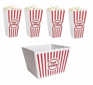 Plastic Popcorn Containers Retro Style Reusable Popcorn Buckets for Movie Night. - Picture 1 of 1