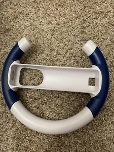 Blue And White Wii Steering Wheel Remote Controller For Mario Kart - Foto 1 di 2