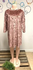 NEW Zara Collection Crushed Velvet Deep Rose Dress Sz Large - Picture 1 of 9