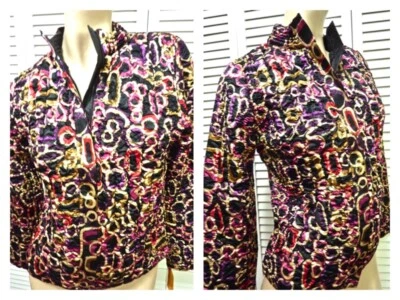 NWT $69 Ruby Rd Jacket SMALL Stretchy Quilted Colorful Zip Front w Pockets - Image 1 of 4