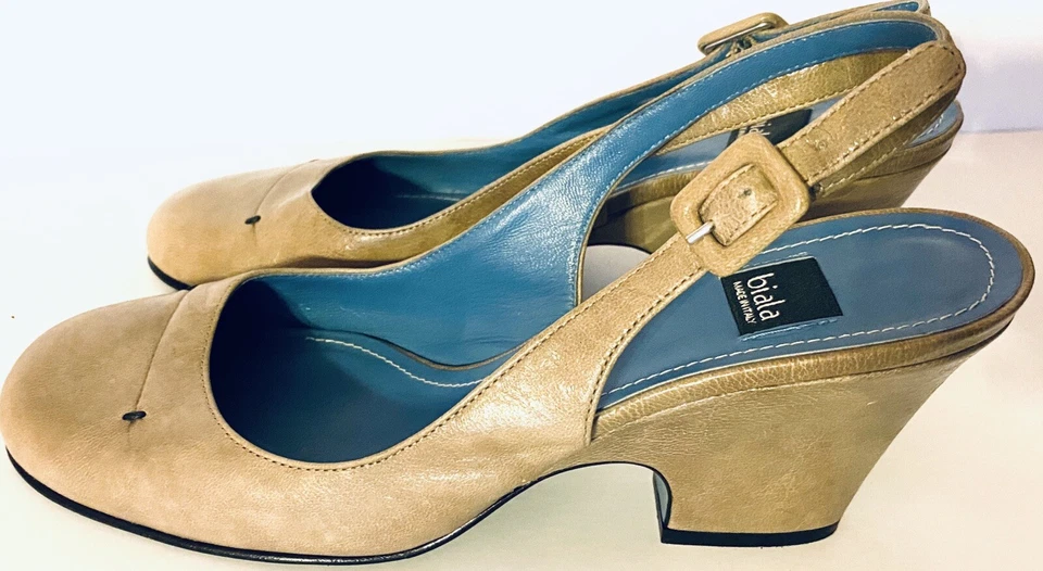 Zapatos de tacón Biala para mujer con punta cerrada de cuero gris con tira trasera Italia 8 Italia ¡EXCELENTE ESTADO USADO! Foto 1 de 4