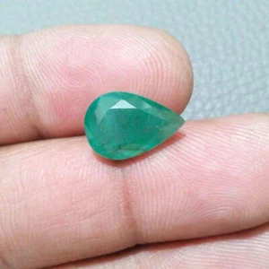 Preciosa pieza verde zambia esmeralda facetada forma de pera 4,65 quilates piedra preciosa suelta - Imagen 1 de 8