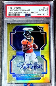 2021 PRIZM JAVONTE WILLIAMS GOLD AUTO  #345 9/10 PSA 10 GEM MINT 1904 pop 2 - Picture 1 of 2