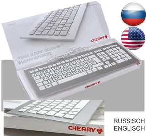 Design Flat Cherry Keyboard Strait JK-0300TQ/01 Alunimium Look Russia - Picture 1 of 6