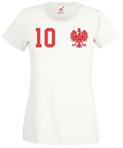 Youth Designz Polen Damen T-Shirt mit WUNSCHNAME + NUMMER Trikot WM EM Polska